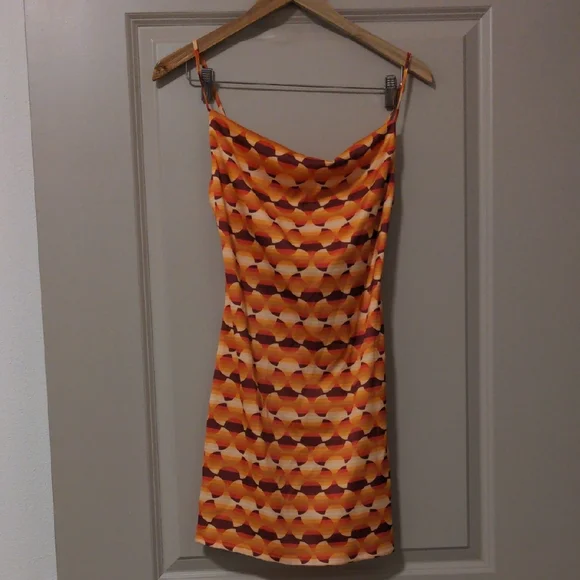 open lace back dress Urban Outfitters Orange Polka Dot Midi Dress main image 0